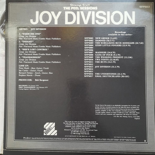 Joy Division The Peel Sessions vinyl record used, pop