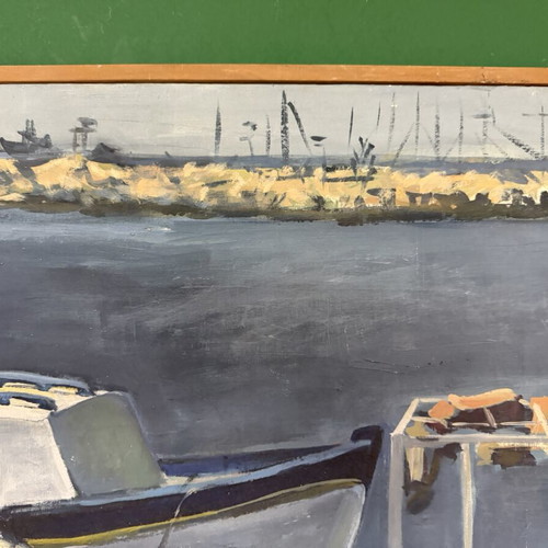 Oil painting of boats by Panikos Tsangaras