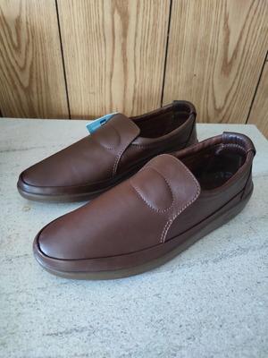 Ecco Soft men's leather slip-on shoes size 42, brown