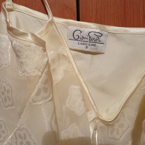 Satin women's nightgown, yellow, size S