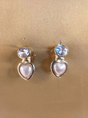 Σκουλαρίκια βιντάζ ιταλικά Doira μεταχειρισμένα με κρύσταλλα και πέρλα καρδιάς