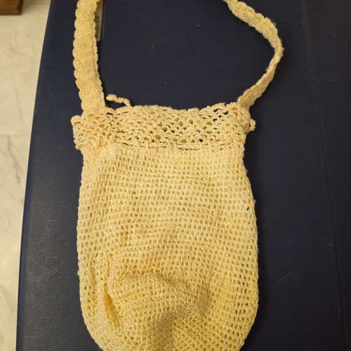 Handmade summer knitted shoulder bag, vintage style, beige
