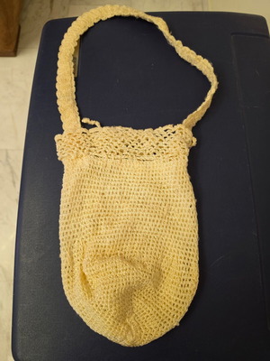 Handmade summer knitted shoulder bag, vintage style, beige
