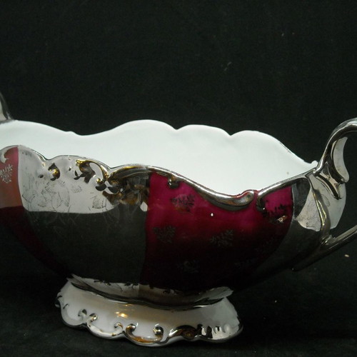 German porcelain gondola used, burgundy and silver, Bareuther Bavaria