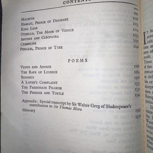 William Shakespeare The Complete Works book used, English, 1960 edition
