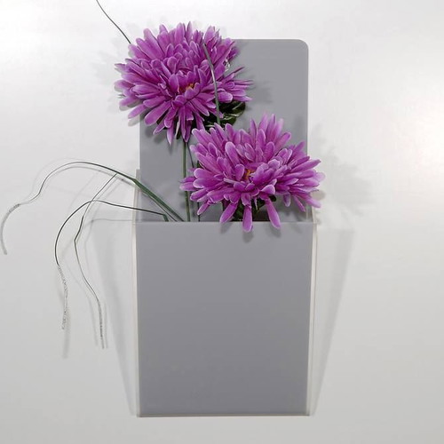 Wall vase for flowers made of plexiglas in various colors