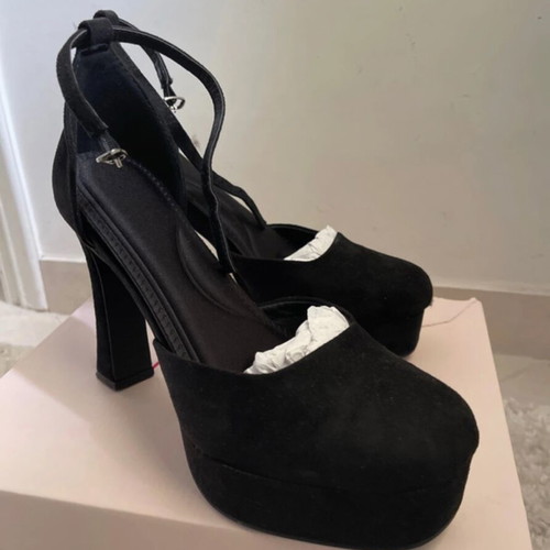 Black platform pumps like new, size 39, 11cm heel