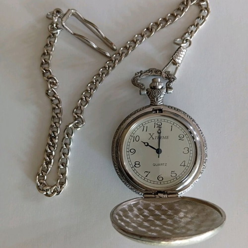 Xtreme men's pocket watch like new with chain and metal case