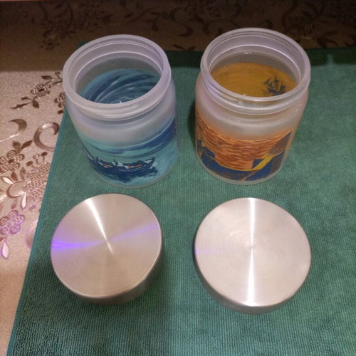 Two containers with silver lids 12 cm by Samios new