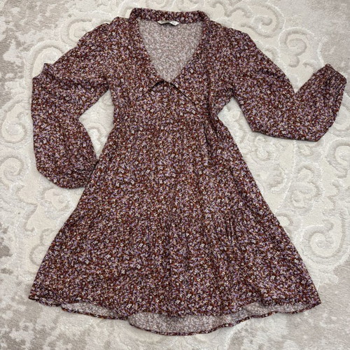 Stradivarius Floral Vintage Dress Like New, Brown and Pink