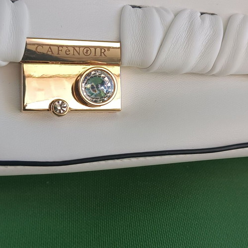 Cafènoir white bag like new with gold clasp and crystals