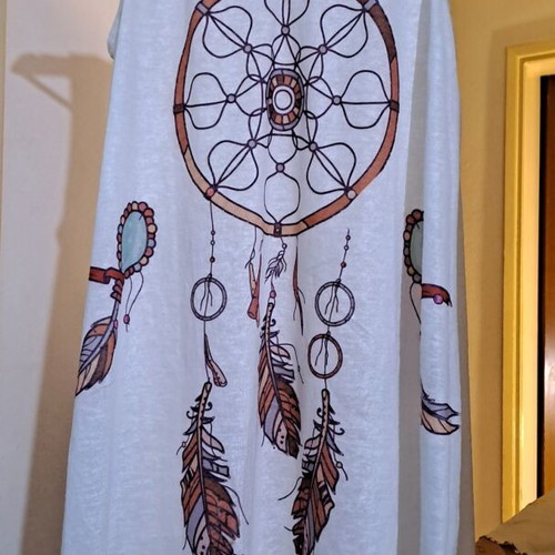 Summer Dress Medium white boho dreamcatcher print