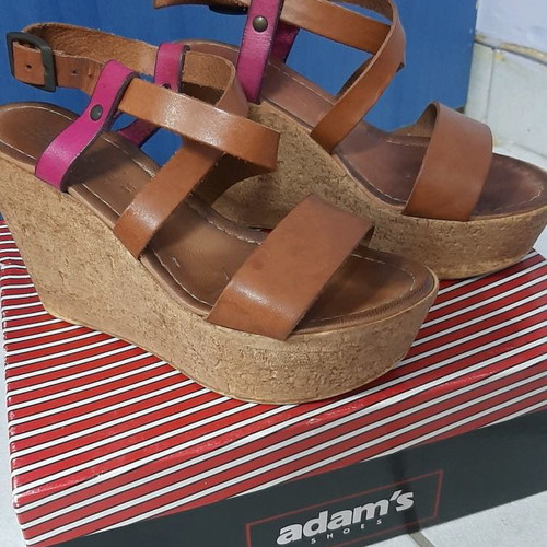 Adam's Shoes brown platform sandals used, size 36, leather