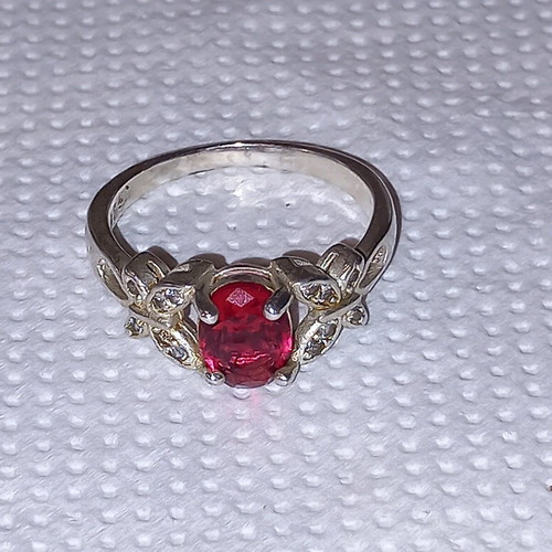 Silver 925 ring new with natural fuchsia stone