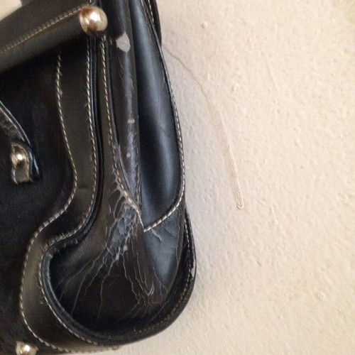 Women's shoulder bag used, black with wear