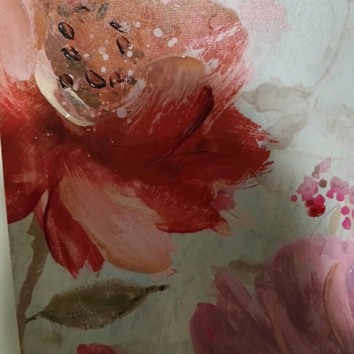 Signed handmade painting 60×60 floral art in like new condition