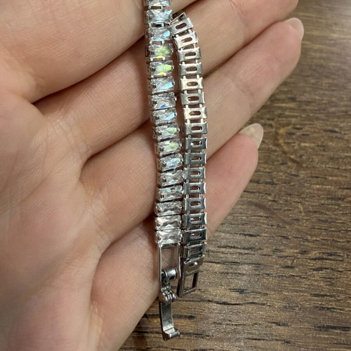 Bracelet with white zircon, new, stainless steel
