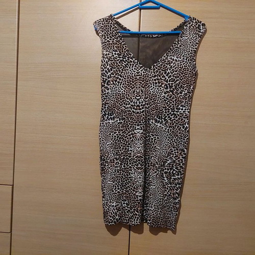 Animal print dress with black mesh, like new, size L
