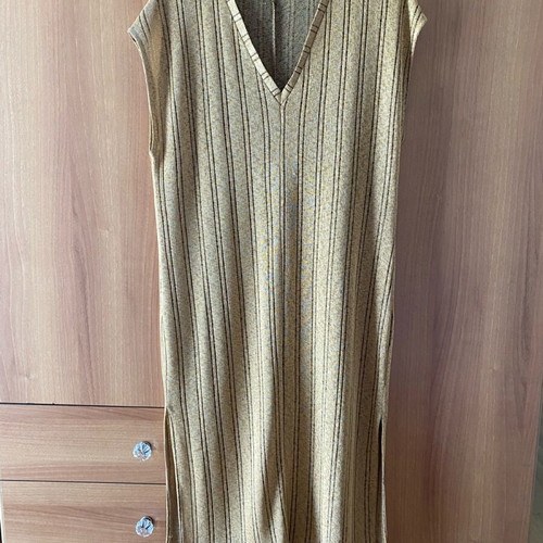 Zara midi thin knitted dress new, brown and gold