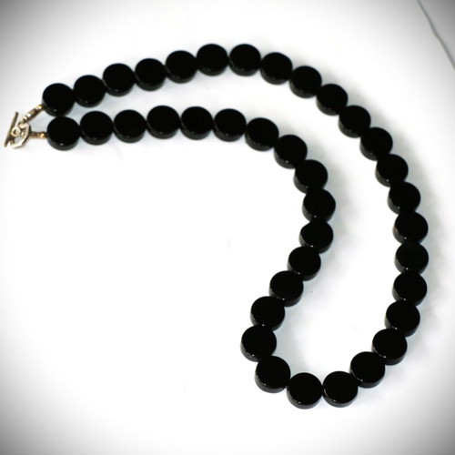 Necklace genuine onyx new, sterling silver 925 SST045