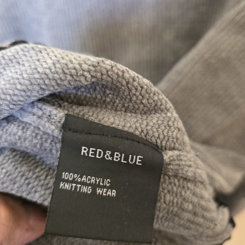 Red & Blue knit crew neck sweater gray XXL like new