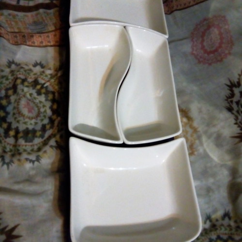 English porcelain articulated hors d'oeuvres set of 3 new pieces