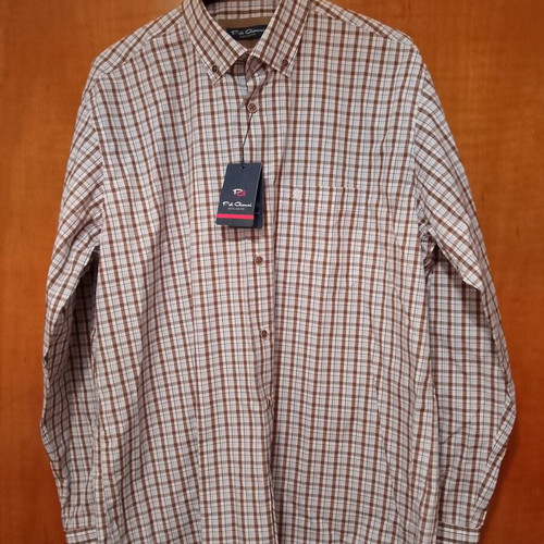 Checked shirt new, long sleeve, brown and blue shades, Poli Gianni exclusive