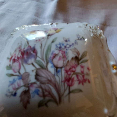 Vintage porcelain fondantière with handmade painting used