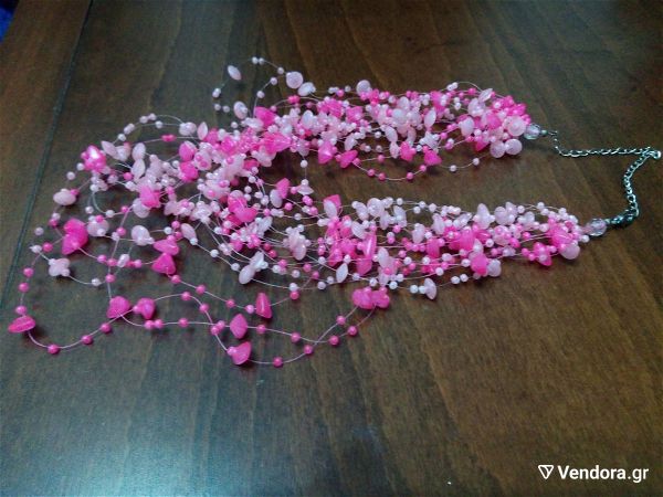  Messy kolie tipou folias neraidas se roz (fo mpizou, faux bijoux)