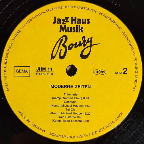 Boury Moderne Zeiten vinyl like new, jazz