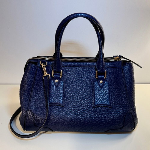 Burberry Heritage Grain leather blue handbag new