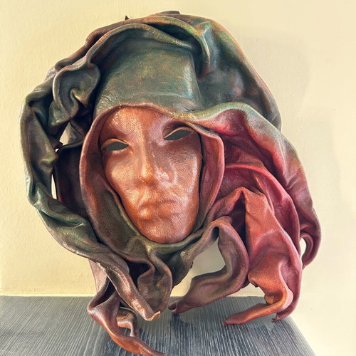 Handmade leather mask wall decor