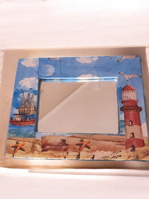Handmade frame with mirror new, size 18x14cm