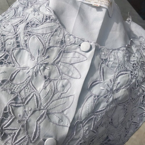 Vintage Isabelle nightgown with matching robe, like new, gray-blue
