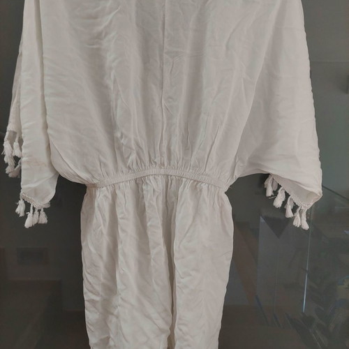 Playsuit Mindmatter λευκό κρουαζέ λινό ολόσωμο σορτς παραλίας καινούργιο