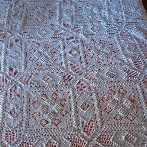 Handmade knitted blanket new with 2 decorative knitted covers