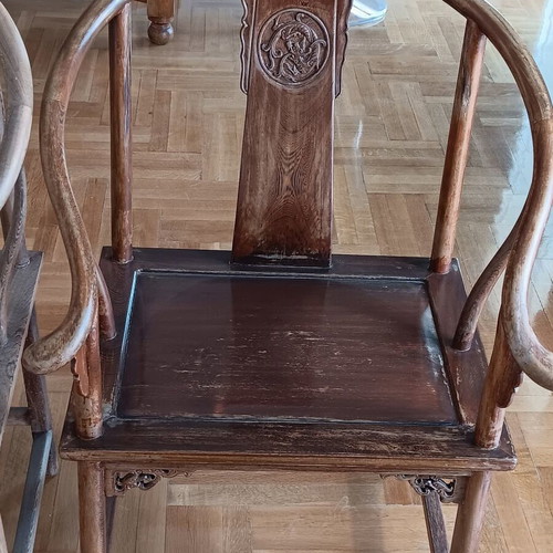 Pair of Ming Dynasty Style Armchairs used, 19th century rosewood