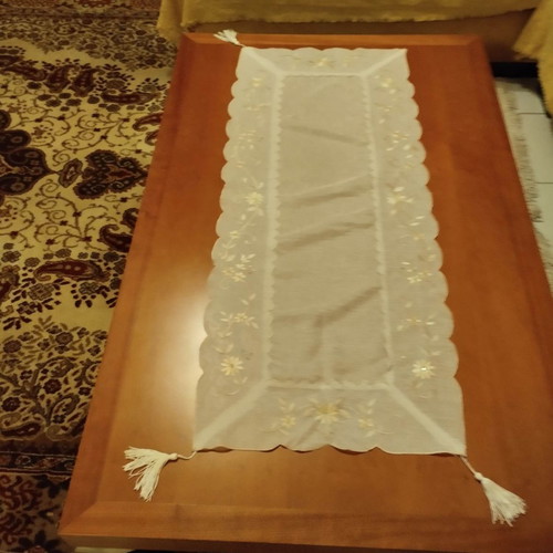 Set of three embroidered organza pieces used