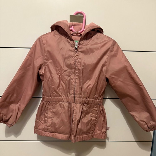 Benetton waterproof jacket with fleece lining for girl 3-4 years like new, pink