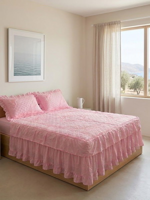 Satin double quilt with 2 pillowcases, unused