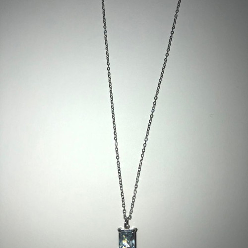 Steel necklace new with silver crystal pendant