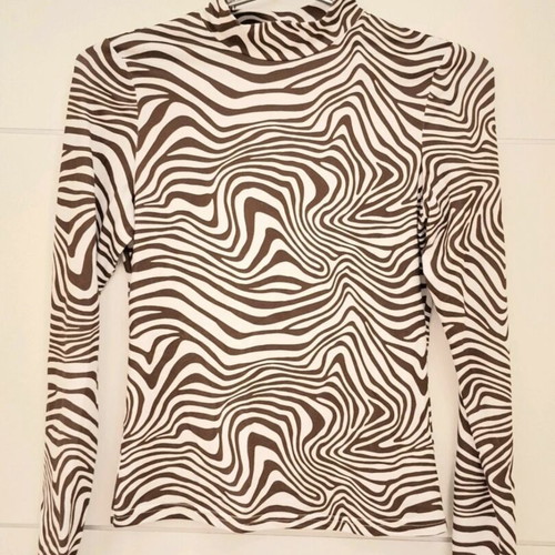 Shein women's fitted blouse new, brown and white, size S