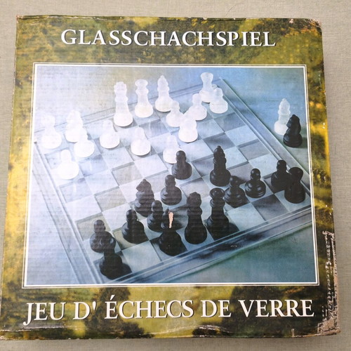 Luxury chess game with glass pieces and board, like new