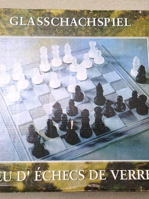 Luxury chess game with glass pieces and board, like new