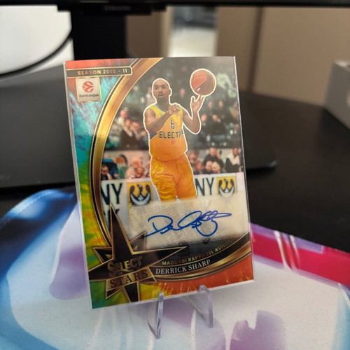 Derrick Sharp Stars Auto Tie-Dye Prizm Card 2025-26 Panini Select EuroLeague, near mint