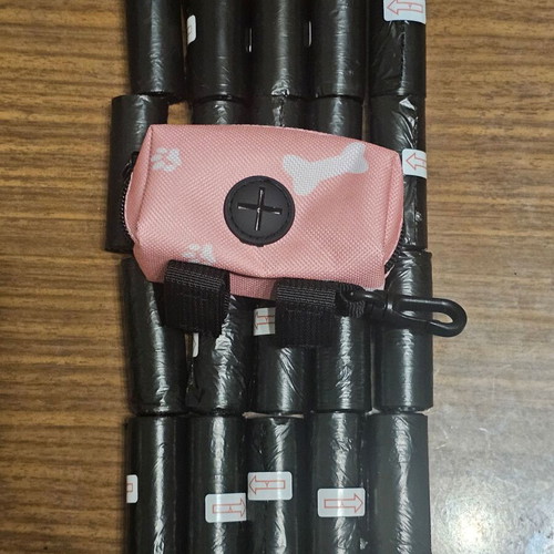 Dog Poop Bags Set with Pink Holder, 20 Rolls, New