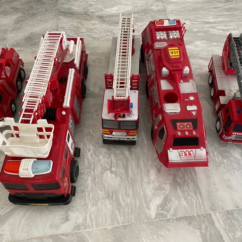 Fire trucks used, set of five with sounds and siren