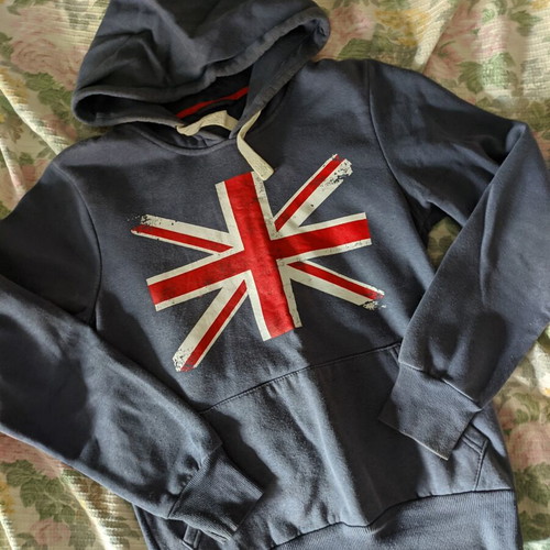 Women's Hoodie with England Flag used, size XS, blue