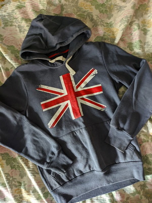 Women's Hoodie with England Flag used, size XS, blue
