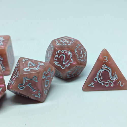 Dragon’s Breath RPG dice set like new with pearly finish